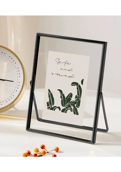 10X15 cm Siyah Metal Çerçeve! Şık Dekoratif Fotoğraf Çerçevesi! Ayaklı Çift Camlı Çerçeve modelleri