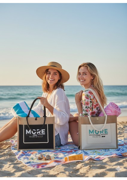 Sertifikalı Organik Jüt Keten plaj alışveriş taşıma çantası