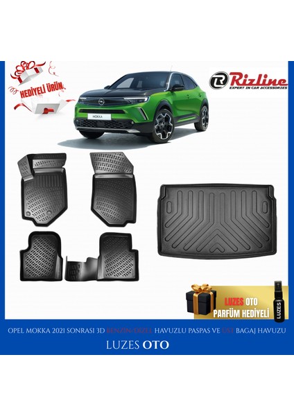 Opel Mokka 3D Havuzlu Paspas (Benzin/dizel) ve Üst Bagaj Havuzu 2021-2022-2023-2024-2025