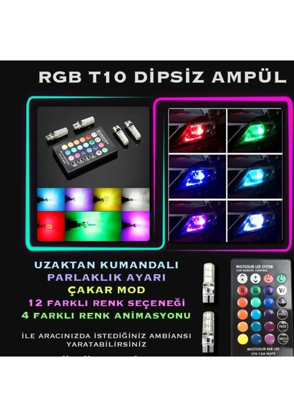 Kumandalı T10 Rgb LED Ampül Rgb Renkli fiyatları