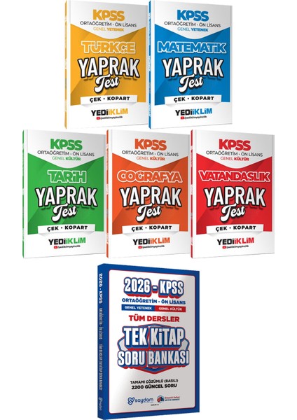 Ortaöğretim Ön Lisans Türkçe Mat. Tarih Coğ. Vat. Yaprak Test - Ortaöğretim Ön Lisans Tek Kitap Soru