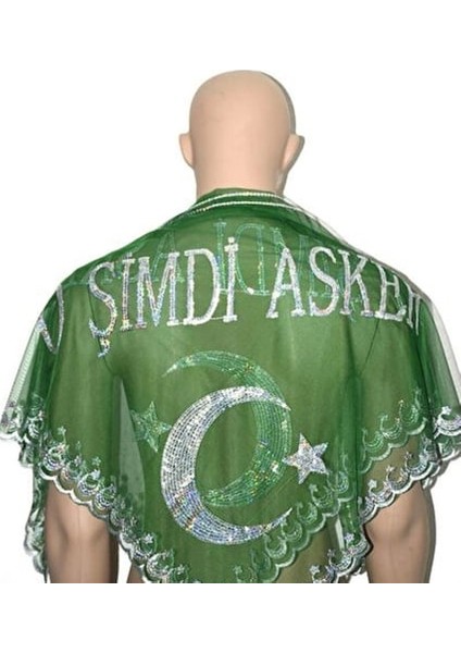 10- Yeşil-Pullu- O Şimdi Asker Yazılı Örtü