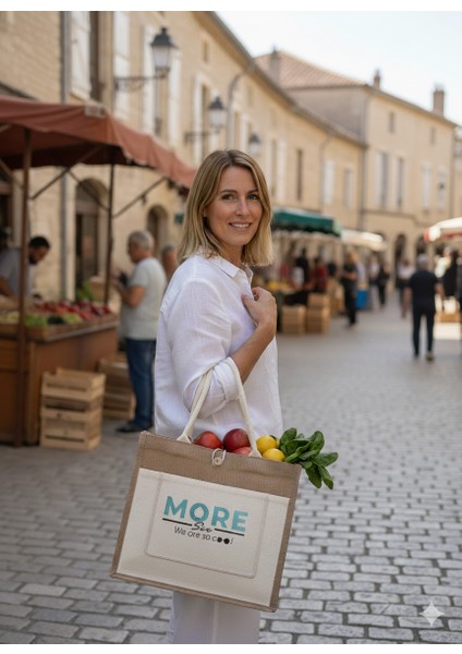 Sertifikalı Organik Jüt Keten plaj alışveriş taşıma çantası