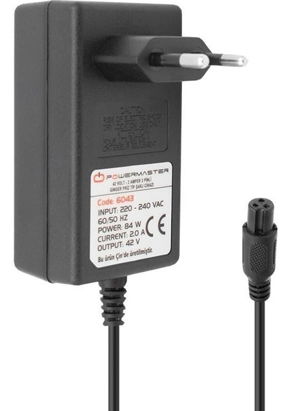42 Volt - 1 Amper 3 Pinli Ginger Priz Tip Şarj Cihazı PM-6043