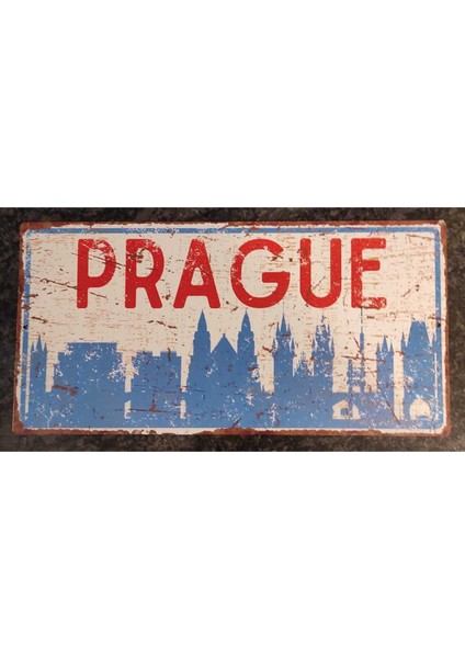 Prag Silüetli Dekoratif Alüminyum Tabela - Prag Manzaralı Duvar Dekoru Levha - 10cm X 20cm fiyatları