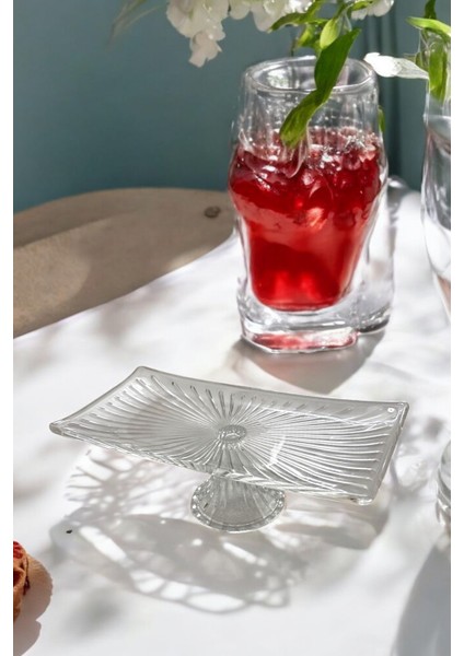 Ayaklı Sunumluk Servislik Tabak & Kek Kurabiye Pasta Tatlı Yemek Sunumluğu -30CM Diktörtgen Sunumluk