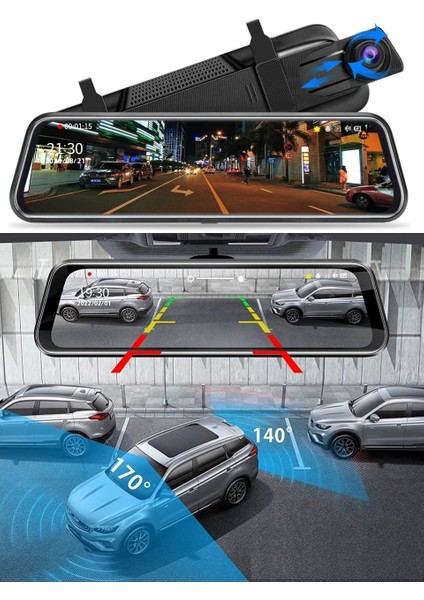 Full Hd 1080P Wi-Fi Ön ve Arka Araç Içi Dokunmatik Kamera