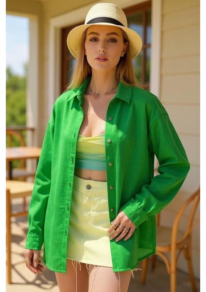 Kadın Uzun Kollu Oversize Gömlek