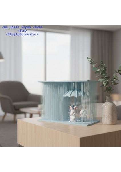 Yağmurdan Korunan Tavşanlar Sevimli Ev Dekoru (3 Tavşan Dahil) modelleri