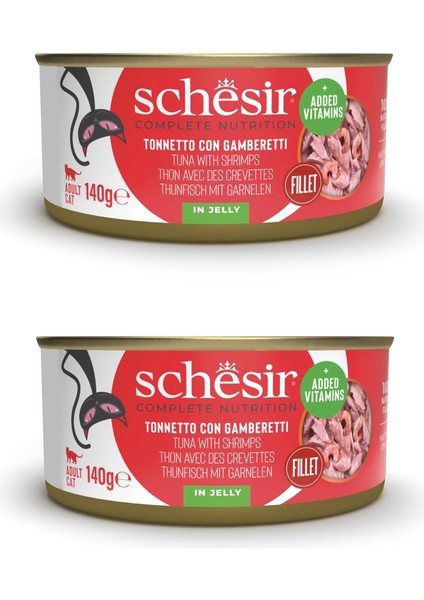 Ton ve Karidesli Tam ve Dengeli Kedi Konserve Jöleli 140 Gr. x 2 Adet