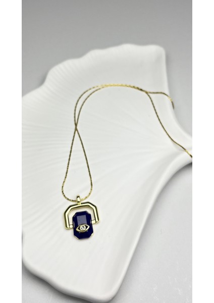 Altın Kaplama Çelik Lacivert Taşlı Nazar Gözü Kolye fiyatları