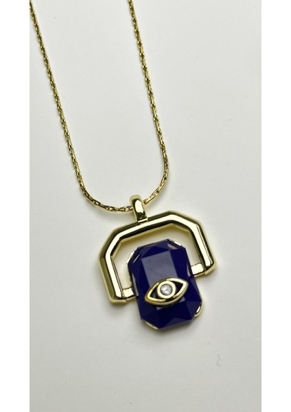 Altın Kaplama Çelik Lacivert Taşlı Nazar Gözü Kolye modelleri