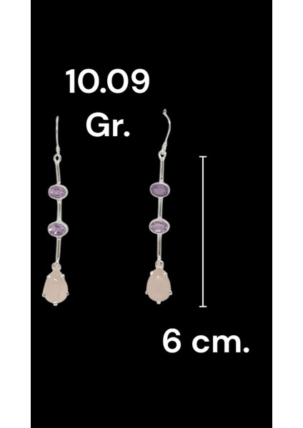 Ametist ve Pembe Kuvars Taşlı 925 Ayar Gümüş Doğal Taş Küpe modelleri