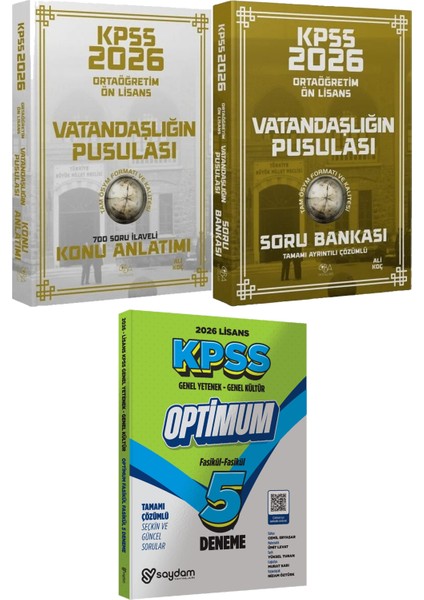 2026 Kpss Ortaöğretim Ön Lisans Vatandaşlığın Pusulası Konu ve Soru - Lisans Optimum 5 Deneme