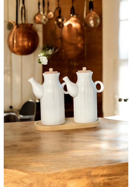Papatya Model - 2 Adet 1 Lt Porselen Yağdanlık ve Bambu Altlık Seti - Yağlık Sirkelik Her Biri 1000ML fırsatları