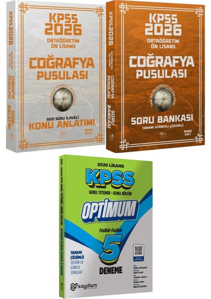 2026 Kpss Ortaöğretim Ön Lisans Coğrafya Pusulası Konu ve Soru - Lisans Optimum 5 Deneme