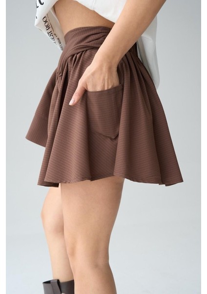 Gömlek Bağlamalı Şort - Kahve fırsatları