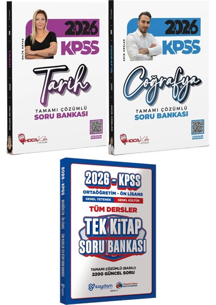 2026 Kpss Tarih Coğrafya Tamamı Çözümlü Soru Bankası - Ortaöğretim Ön Lisans Tek Kitap Soru