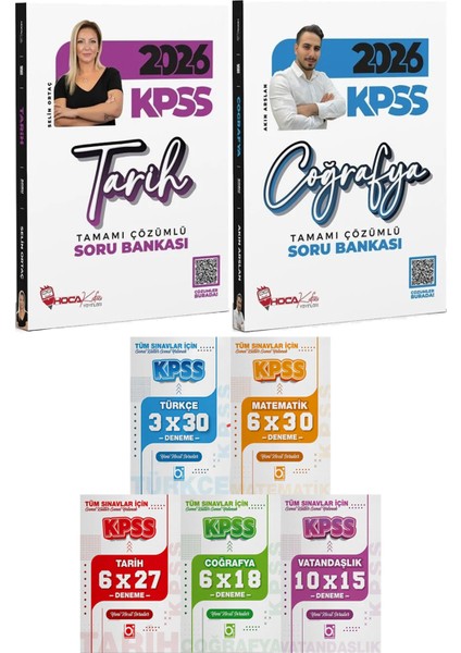 2026 Kpss Tarih Coğrafya Tamamı Çözümlü Soru Bankası - 5 Ders 31 Deneme