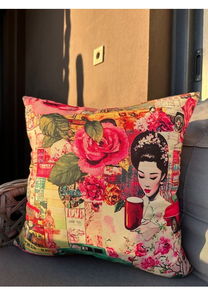 43X43 cm Pembe Düşler Baskılı Kırlent Kılıfı