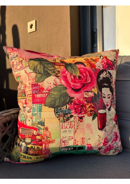 43X43 cm Pembe Düşler Baskılı Kırlent Kılıfı modelleri