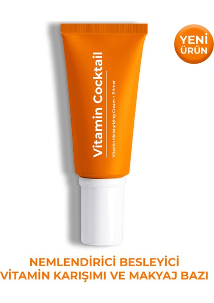 Vitamin Kokteyl-Nemlendirici Besleyici Onarıcı Yüz Kremi (Vitamin C+ B3 +B5 +E) ve Makyaj Bazı 50ML