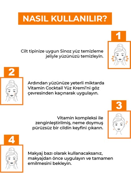 Vitamin Kokteyl-Nemlendirici Besleyici Onarıcı Yüz Kremi (Vitamin C+ B3 +B5 +E) ve Makyaj Bazı 50ML fırsatları