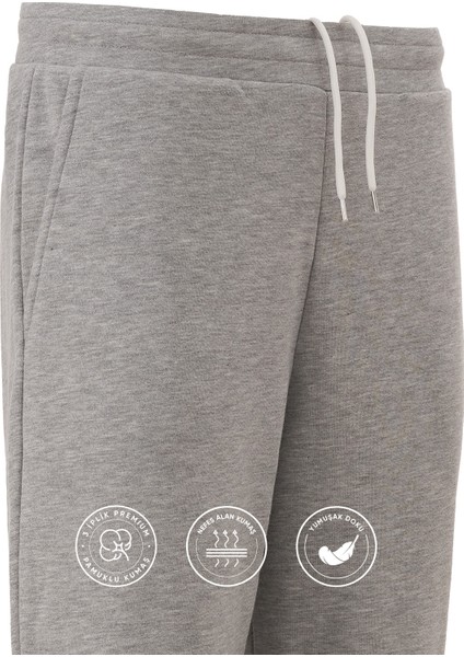Pamuklu Erkek 2'li Eşofman Takımı Gri Regular Fit Ipli Cepli 3 Iplik Lastikli Paça Sweatshirt + Eşofman Altı Nefes Alan indirimleri
