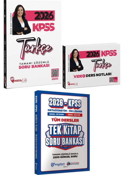 2026 Kpss Türkçe Çözümlü Soru Bankası ve Video Ders Notları - Ortaöğretim Ön Lisans Tek Kitap Soru