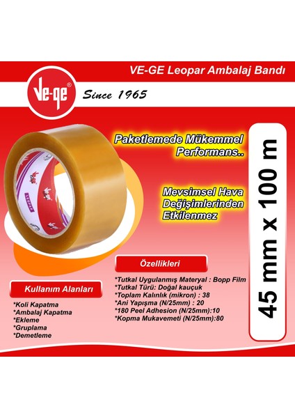 Leopar Şeffaf Koli Bandı (45MM x 100M) / 24 Ad. fiyatları