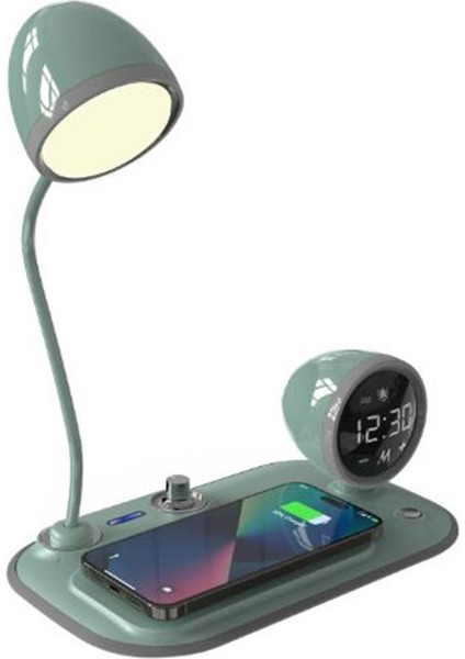 S-Link SL-CW21 Yeşil Telefon Uyumlu Fast Şarj 15W Ayarlanabilir LED Işıklı Masa Lambası