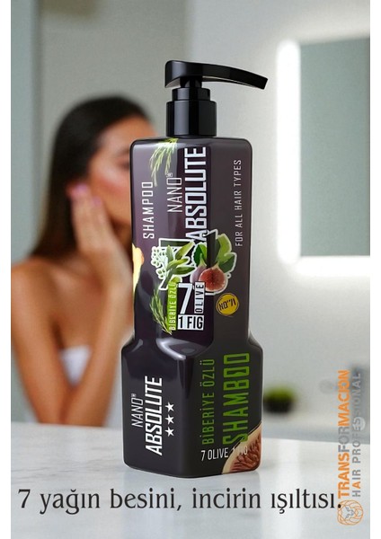 Profesyonel Nano Absolute Şampuan – 7 Zeytinyağı & Incir Özlü, 1000 ml 722112
