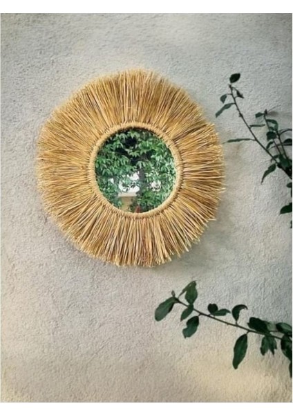 Aynalı Duvar Süsü Rafya