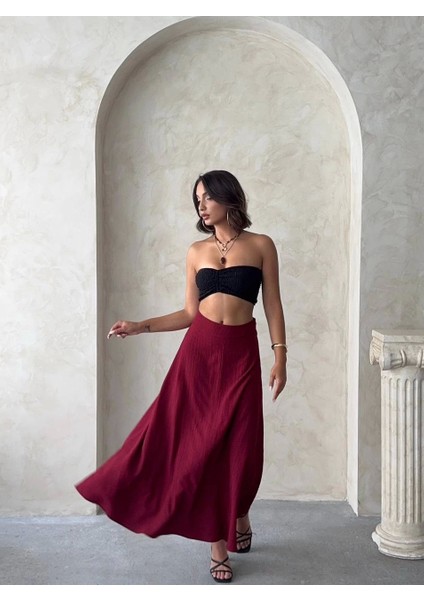 Uzun Astarlı Bordo Etek fiyatları