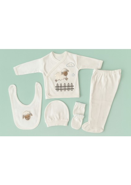 Sevimli Kuzu Desenli 5parça Hastane Çıkışı- Pamuklu Kutulu Zıbın Seti fiyatları