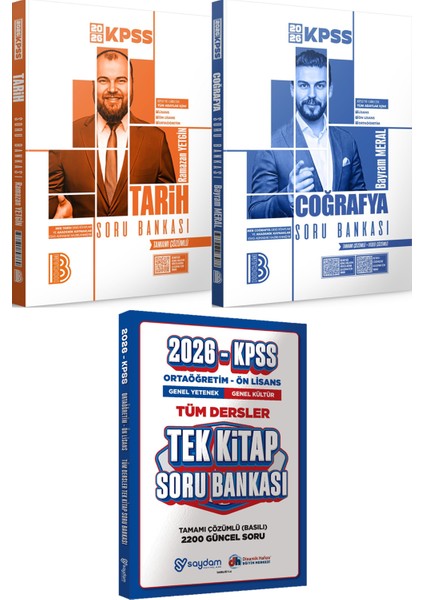 2026 Kpss Tarih Coğrafya Tamamı Çözümlü Soru Bankası - Ortaöğretim Ön Lisans Tek Kitap Soru
