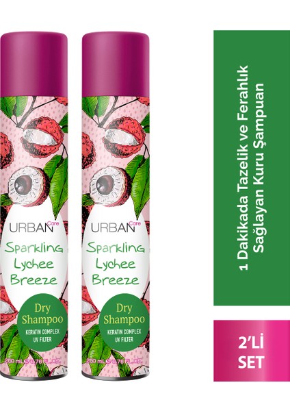 Sparkling Lychee Breezee Hacimlendirici Kuru Şampuan Seti 2X200ML- Vegan - Uv Korumalı