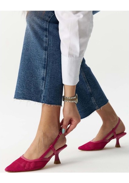 Feles Kısa Topuklu Fileli Kadın Ayakkabı