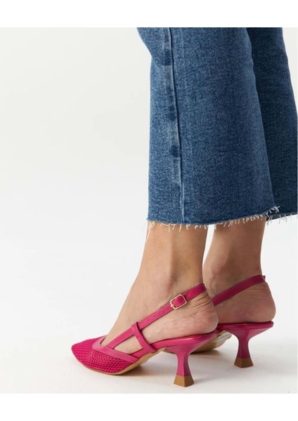 Feles Kısa Topuklu Fileli Kadın Ayakkabı modelleri