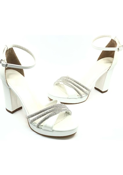 Feles Çapraz Üç Şerit Taşlı 10 cm Platform Topuklu Kadın Abiye Ayakkabı fırsatları