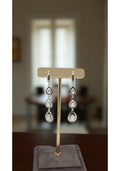 Damla Şekilli Opal Taşlı 925 Ayar Gümüş Küpe