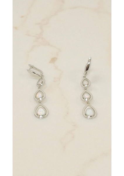 Damla Şekilli Opal Taşlı 925 Ayar Gümüş Küpe modelleri