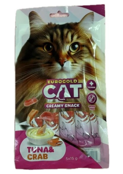 Eurogold Cat Sıvı Kedi Ödülü Tuna Balığı ve Yengeçli 5X15GR