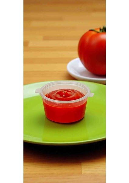 30 cc ( 1 Oz ) Tekrar Kullanılabilen Sert Plastikten Kapaklı Sos Kabı. Et Suyu,tavuk Suyu,bulyonluk,sosluk,mutfak indirimleri