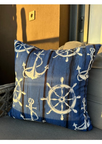 43X43 cm Lacivert Renk Çapa Desenli Kırlent Kılıfı fırsatları