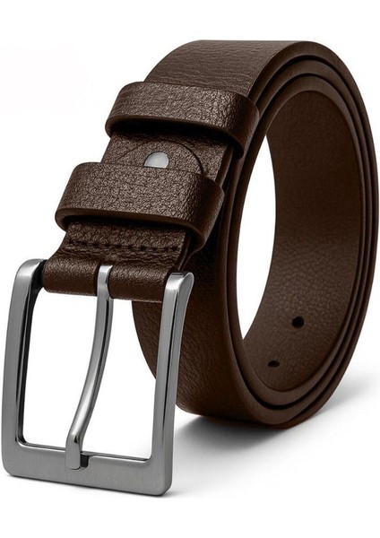 Kahverengi 100 % Hakiki Deri Kumaş Pantolon Kemeri