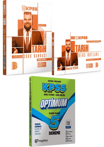 2026 Kpss Tarih Tamamı Çözümlü Soru Bankası ve Ders Notları - Lisans Optimum 5 Deneme