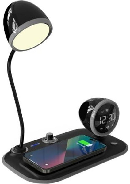 S-Link SL-CW21 Siyah Telefon Uyumlu Fast Şarj 15W Ayarlanabilir LED Işıklı Masa Lambası