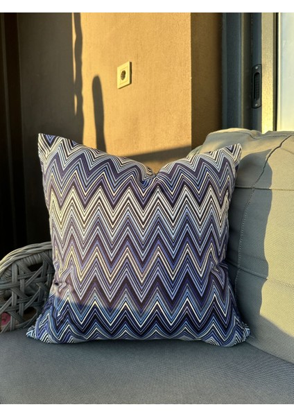 Zikzak Desenli Indigo Mavi Zigzag Desenli Kırlent Kılıfı fiyatları