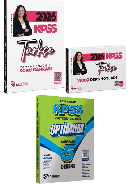 2026 Kpss Türkçe Çözümlü Soru Bankası ve Video Ders Notları - Lisans Optimum 5 Deneme
